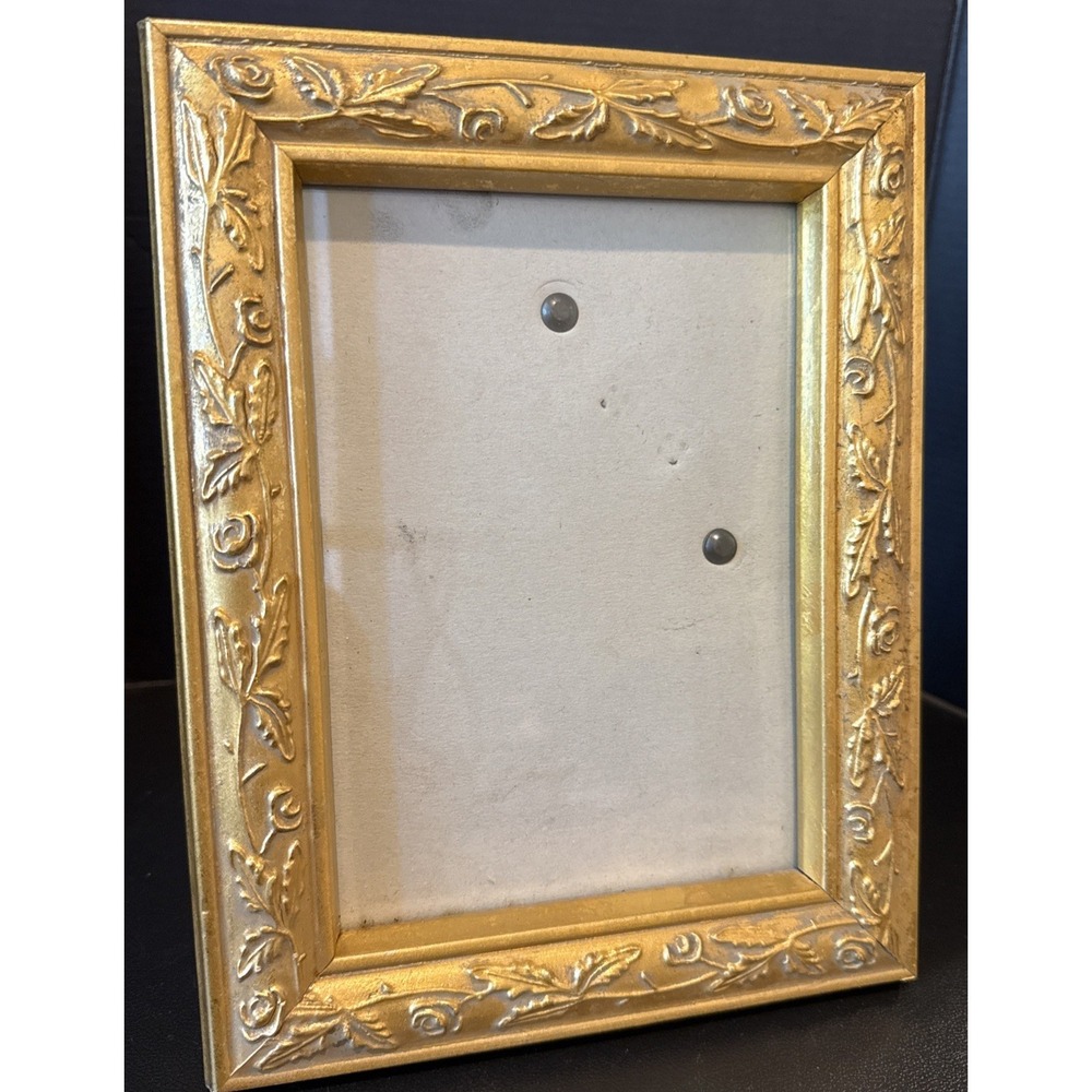 Gold Wood Ornate‎ Filigree Flowers Rose Picture Frame 7 X 5 Free Standing